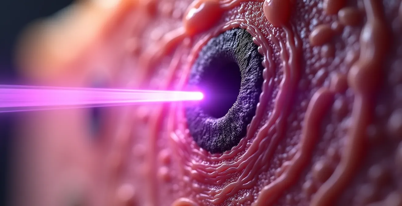 Visualisation macro du principe de photothermolyse sélective du laser Alexandrite sur follicule pileux