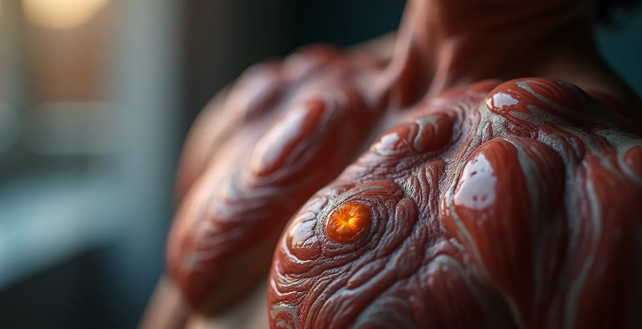 Personne de plus de 50 ans utilisant un électrostimulateur pour renforcer ses jambes dans un environnement domestique confortable