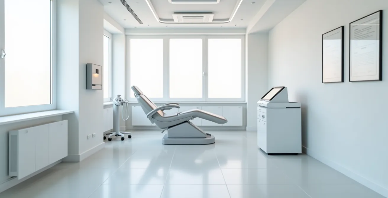 Cabinet médical moderne équipé pour les traitements IPL contre l'acné